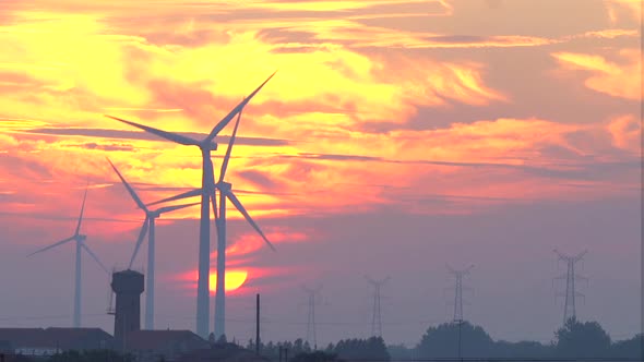 Wind Turbines at sunset