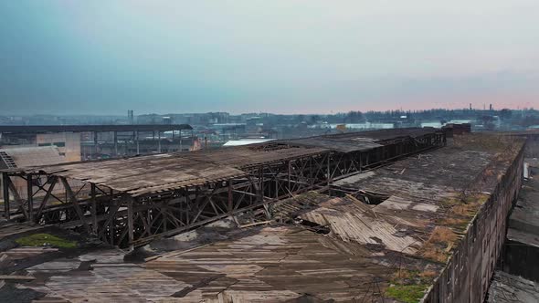 Aerial view of the largest abandoned factory. Factory ruins