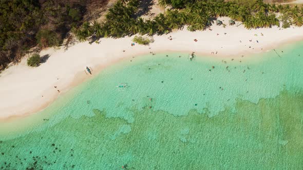 Small Torpical Island with White Sandy Beach Top View