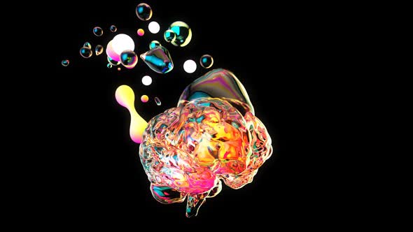 Creative abstract brain exploding with paint art