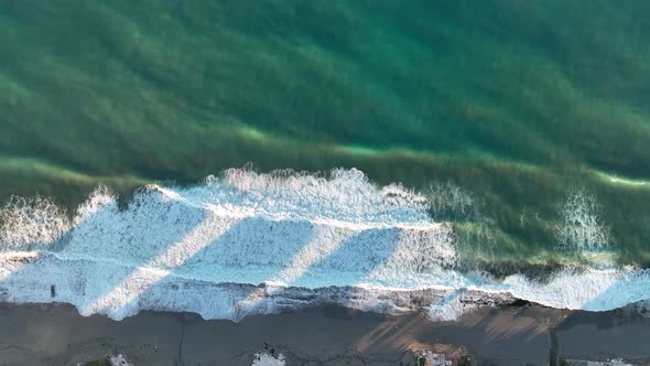 Sea at sunrise aerial view Turkey Alanya