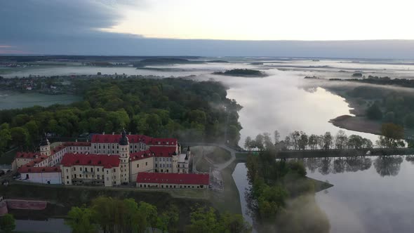 Foggy Dawn Near the Nesvizh Castle