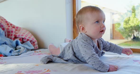 Baby boy lying on sofa 4k