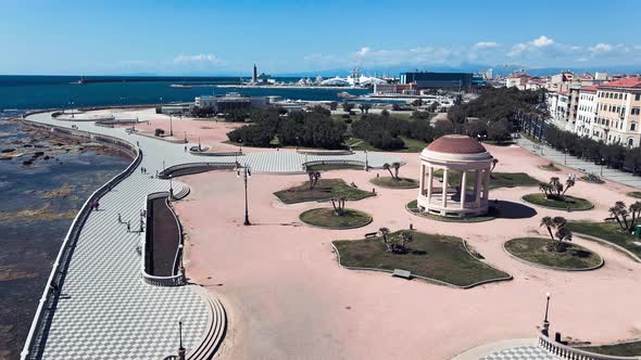 Amazing Aerial View of Livorno and Mascagni Terrace Famous Town of Tuscany