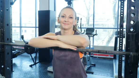 Face of Tired and Happy Sports Woman After Intensive Fitness Exercise in Gym