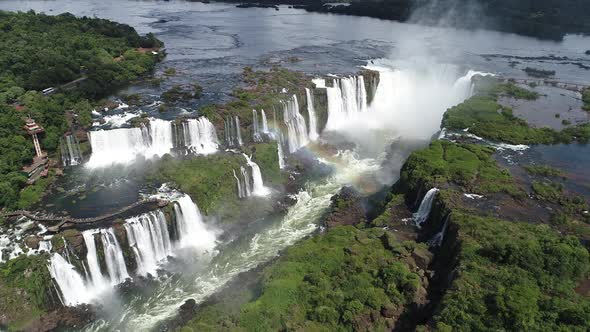 Famous Iguazu Falls at South America.  Giant waterfalls landscape.