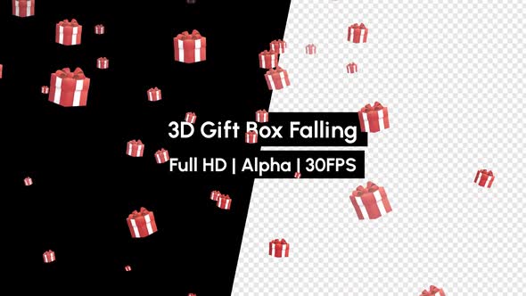 3D Gift Box Falling With Alpha