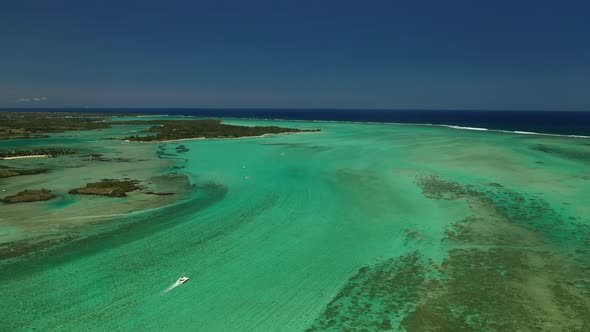 A bird's-eye view of the beautiful coral reef of Mauritius.