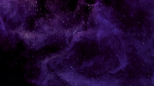 Space background with bokeh flying particles.