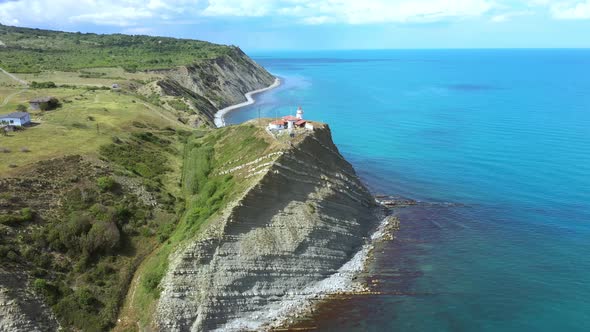 Aerial view of drone to the beautiful rocky coastline