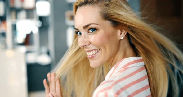 Portrait of Cheerful Young Beautiful Blonde Woman