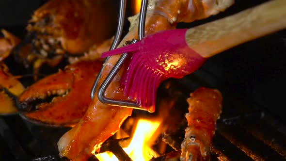 King Crab Legs on the Grill with Butter