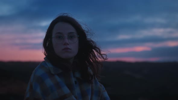 Dreamy Dark Portrait of Beautiful Millennial Girl