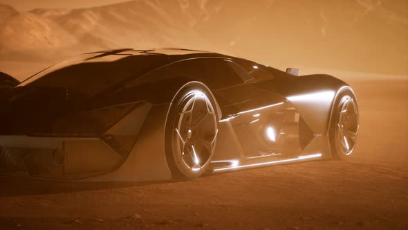 Supercar at Sunset in Desert