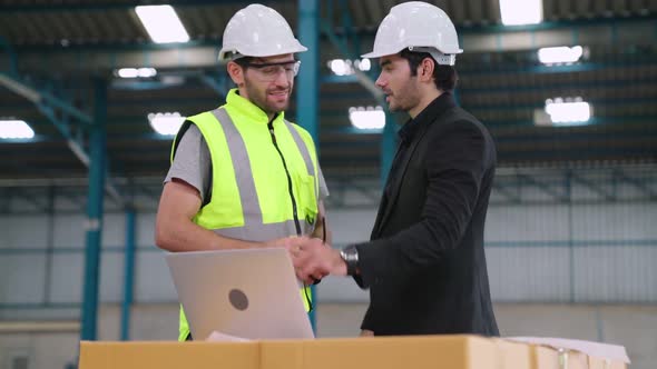 Successful Work Partner Handshake Showing Project Success