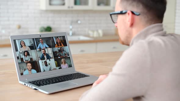 Young Business Man in Glasses Has Video Call