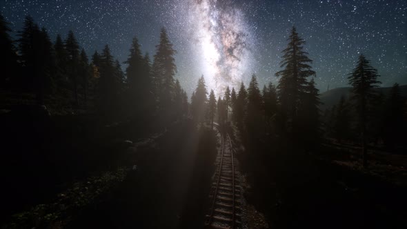 The Milky Way Above the Railway and Forest