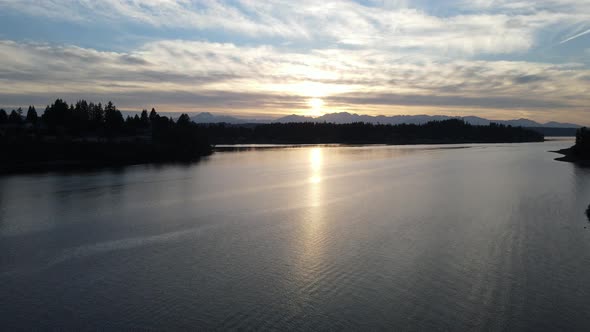 Sunset Over Water Tracyton Bremerton Kitsap County Pacific Northwest