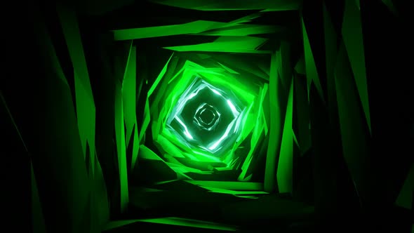 Futuristic green pulsating tunnel