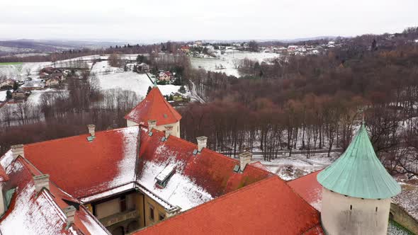 View From the Height of the Castle in Nowy Wisnicz in Winter Poland