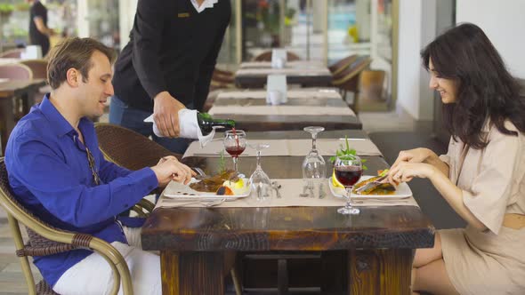 Lunch wine service.