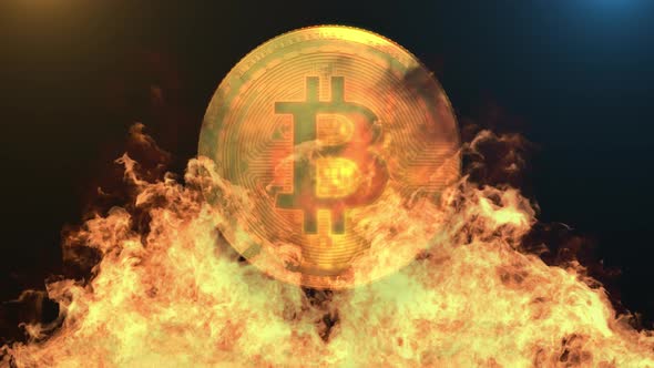 Bitcoin Cryptocurrency In Fire alt