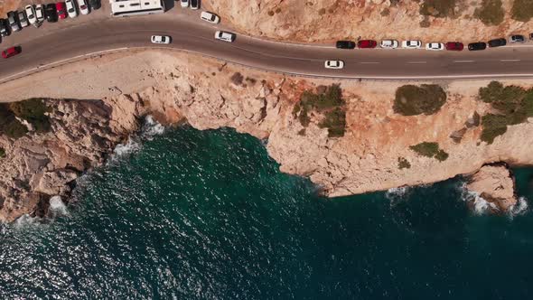 a Dangerous Mountain Road Runs Along the Mediterranean Coast Along Turkey Kaputash Beach