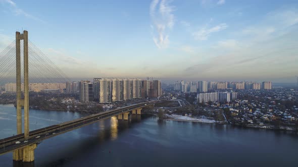 Aerial view of the Southern Bridge in Kiev