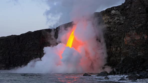 Lava Flows Into The Ocean