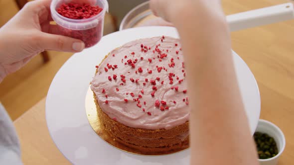 Woman Cooking Food and Baking on Kitchen at Home