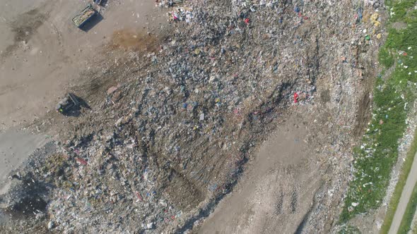 Garbage Dump Landfill Waste Pile Top Down Aerial View