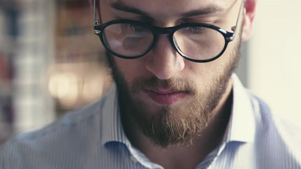 Young man typing