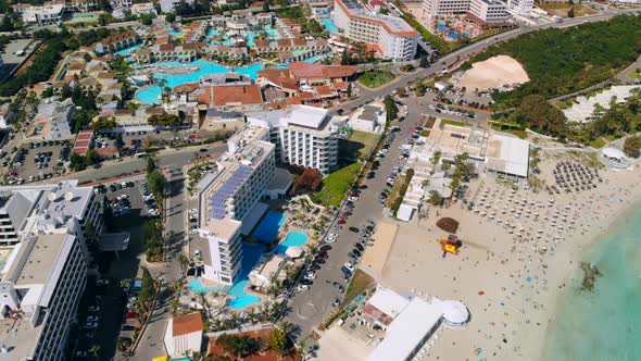Aerial View of Modern Premium Hotels in Ayia Napa Cyprus