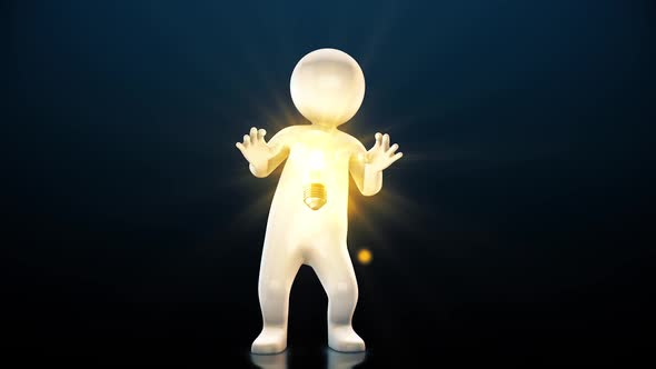 Conceptual Human With Creative Glowing Idea Lightbulb Hd