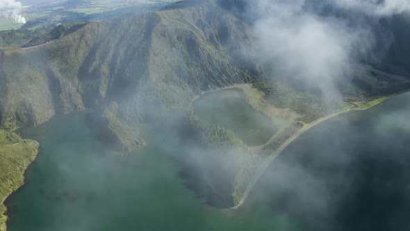 Aerial View of Agua de Alto and Lagoa do Fogo, Azores, Portugal.