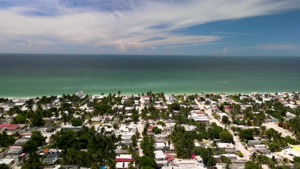 View of beach and caribe ocean in yucatan mexico