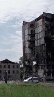 Vertical Video of War in Ukraine  Destroyed House