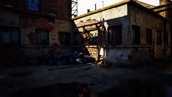 Old Abandoned Industrial Buildings at Factory alt