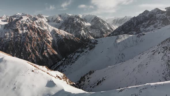 Aerial Landscape of Beautiful Winter Mountains