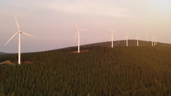 Aerial shot of a wind farm