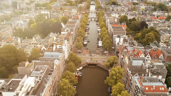 Aerial view of Amsterdam Canals