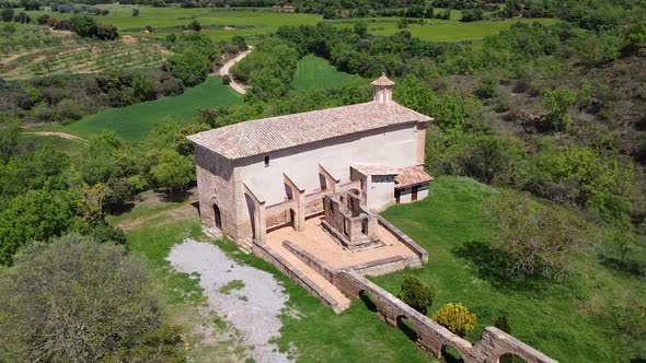 Church Santa Maria De Dulcis Aerial View, Spain