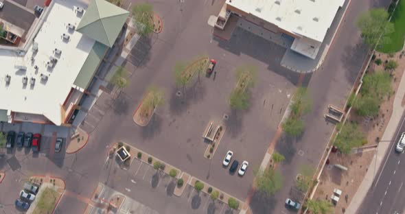 Aerial View of Shopping District Center and Parking Lot in Avondale Small Town a View Overlooking