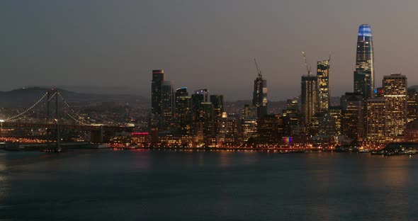 San Francisco Skyline and Bay Bridge at Dusk