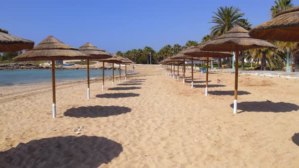 Drone Aerial Video of Pernera Beach in Cyprus Mediterranean Sea Ocean Summer Background