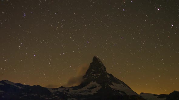 matterhorn alps switzerland mountains snow peaks ski timelapse stars night