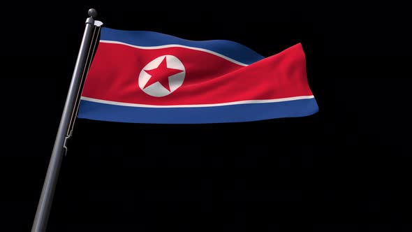 North Korea Flag With Alpha Channel  4K