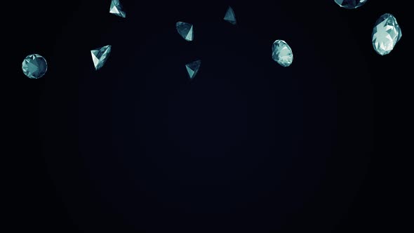 Abstract background with slowly flying upwards crystals or diamonds