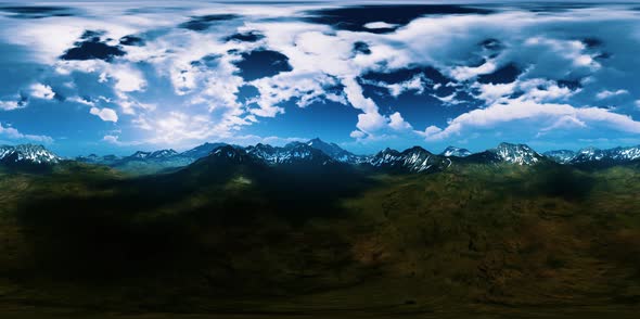 VR360 Green Hills and Snowy Peaks