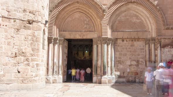 Entrance to the Church of the Holy Sepulcher Timelapse Hyperlapse